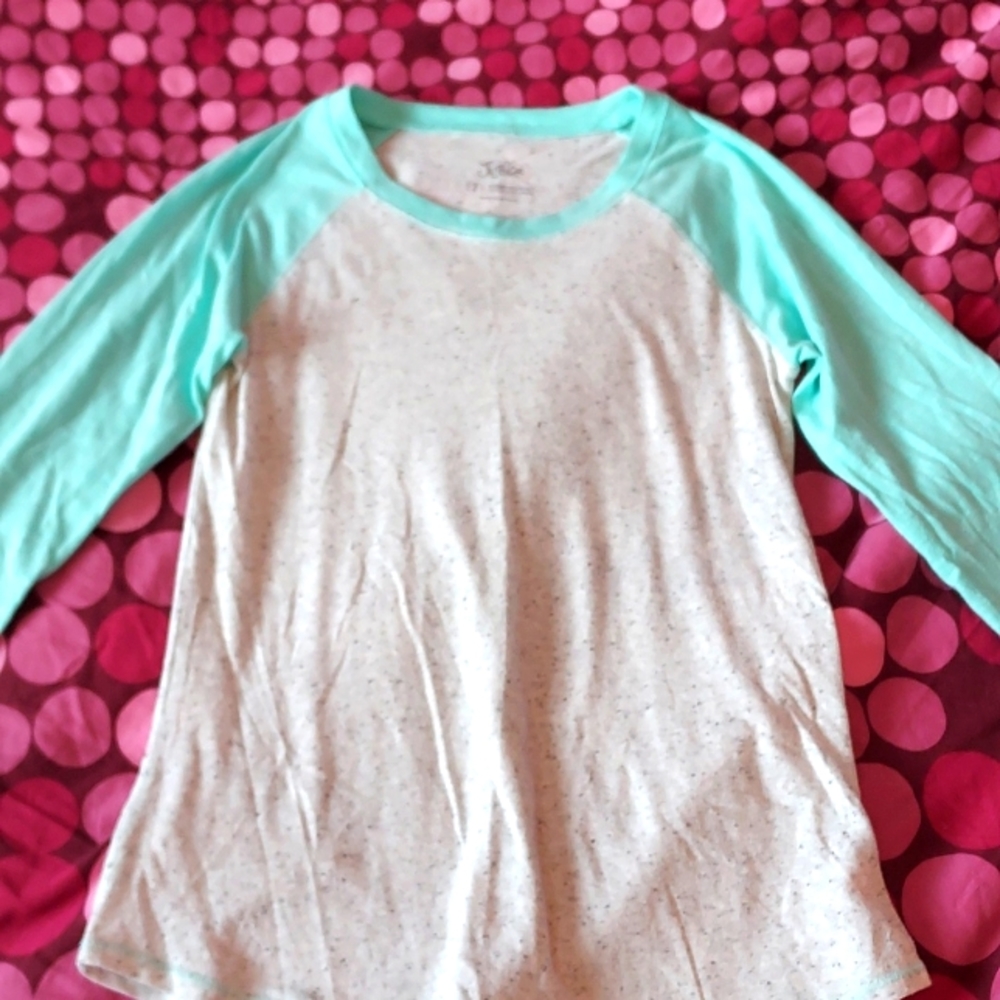 Justice 12 Teal and Grey Long Sleeve Shirt
